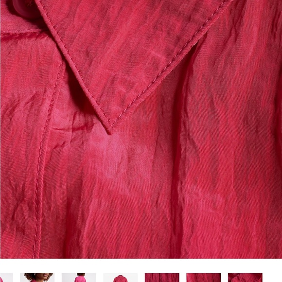 NWT Express Crinkle Portofino Maxi Shirt Dress Hot Pink Size Medium - Picture 6 of 6